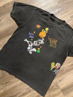 Space Jam Hoops Vintage Black Dyed T-Shirt Size Medium